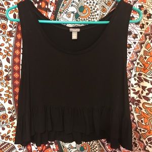 Black ruffle Aerie cropped tank top